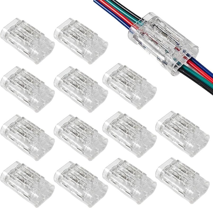 4-polige kabelverbinders 10 stuks soldeervrije snelverbinders voor draad-naar-draad 0 35 0 5 mm² (AWG22-20) transparant 4P elektrische connectoren