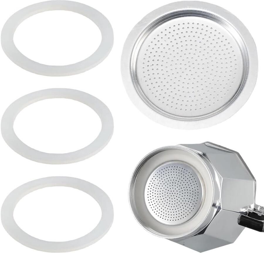 4 reserveafdichtingen voor espressomachines inclusief 3 afdichtingen en 1 reservefilter geschikt voor espressomachines van roestvrij staal 2 kopjes