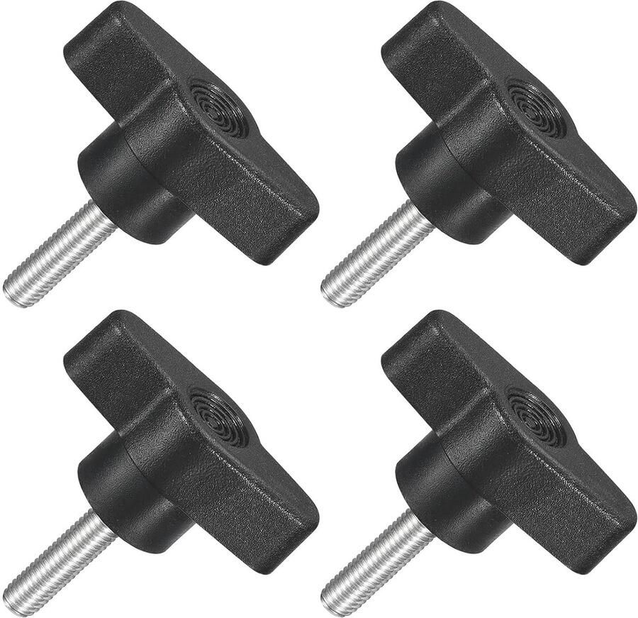 4 schroeven met T-greep M5 x 20 mm buitendraad zwart