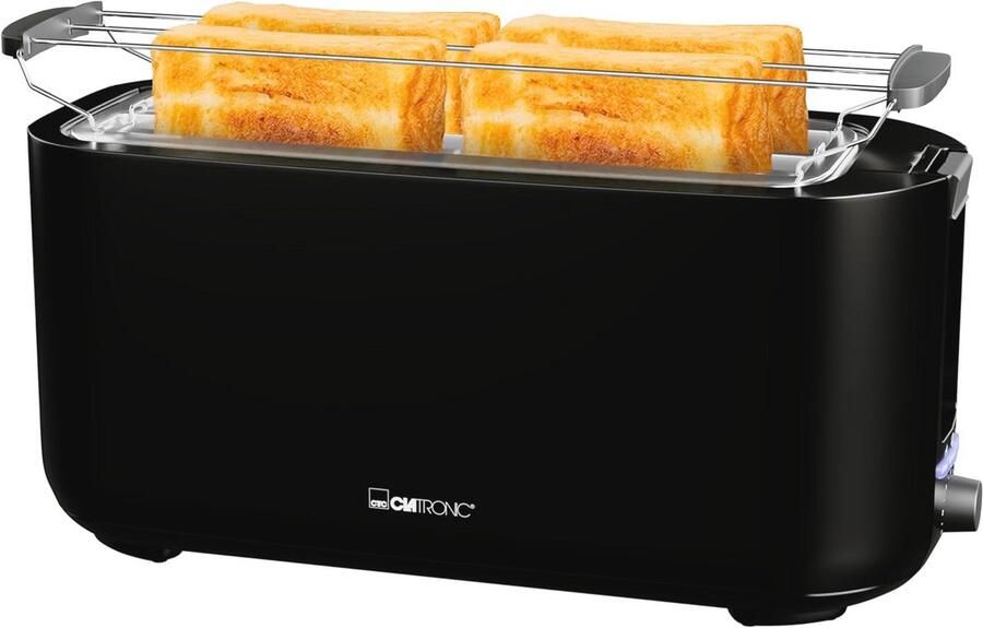 4-slice broodrooster met lange sleuf en broodjesopzet Toastbroodjes wafels & meer Ontdooien opwarmen & snelstopfunctie