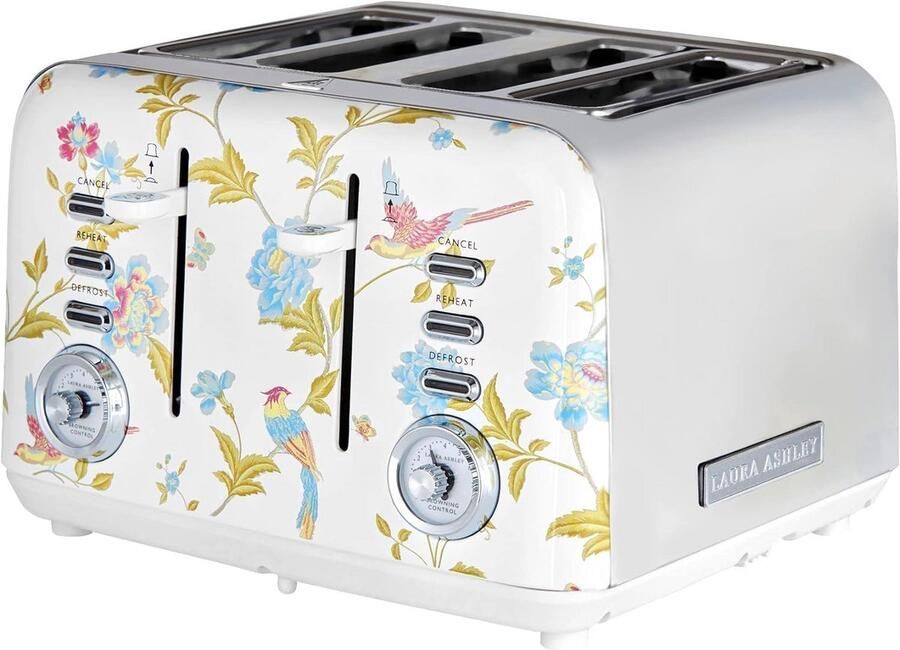4-Slice Broodrooster RVS met Croissantwarmer Ontdooien en Opwarmfunctie