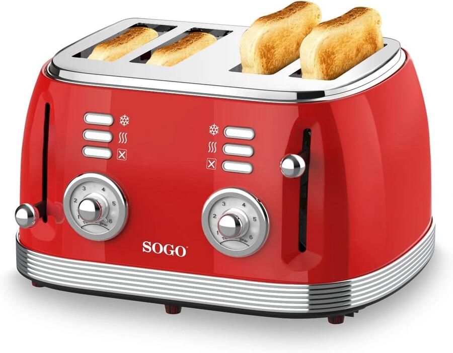 4-Slots Broodrooster met Indicatorlicht en Metallic Afwerking