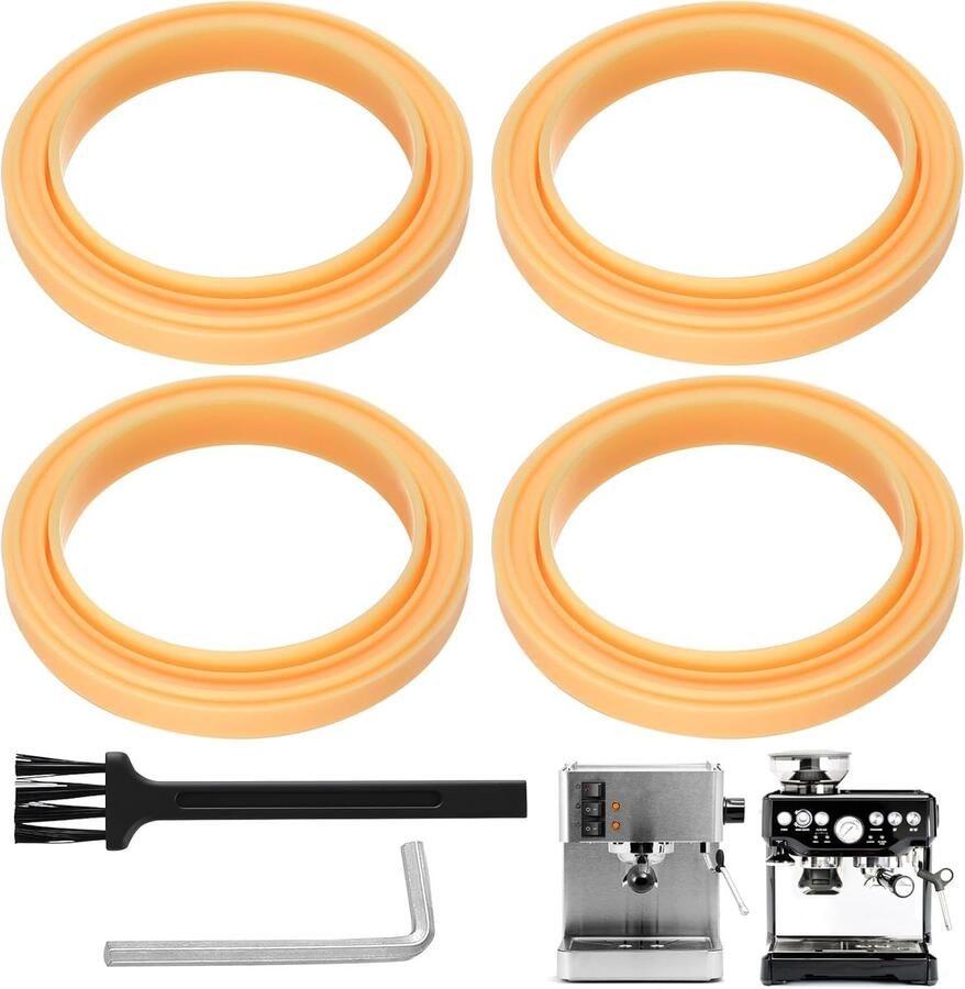 4 Stks 64mm koffiemachine Brew Group Head Seal Gaskets siliconen stoomringen 64mm vervanging voor Breville Espresso voor Sage Barista Express accessoires met 1 M4-sleutel 1 borstel