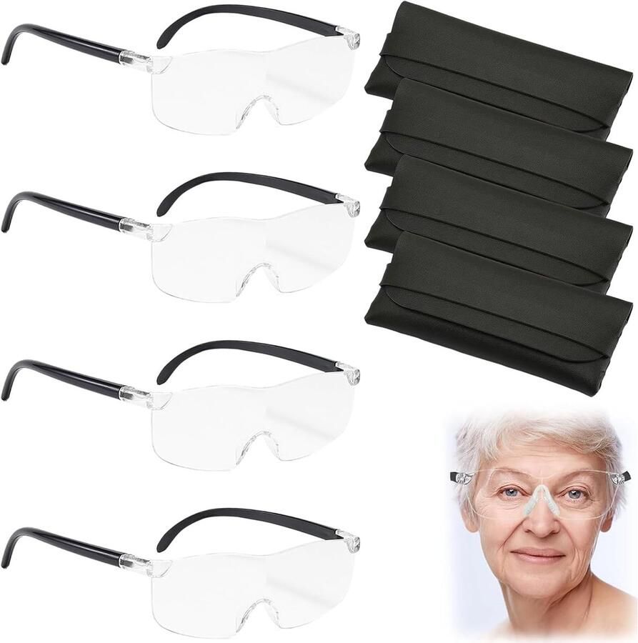 4 stuks 300% 500% 800% 1000% vergrotingsglazen vrij vergrootglas met bescherming tegen blauw licht anti-blauw licht voor lezen close-ups knutselen reparaties en naaien
