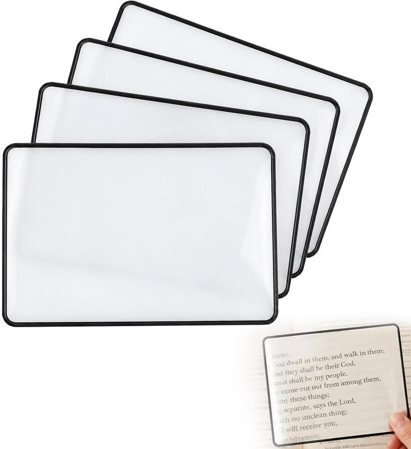 4 stuks 3x volledige leesloep full-side leesloep vergrootglas voor geheel leesloep kunstloep grote en lichte rechthoekige loep voor senioren en om te lezen boeken (18 x 12 cm)