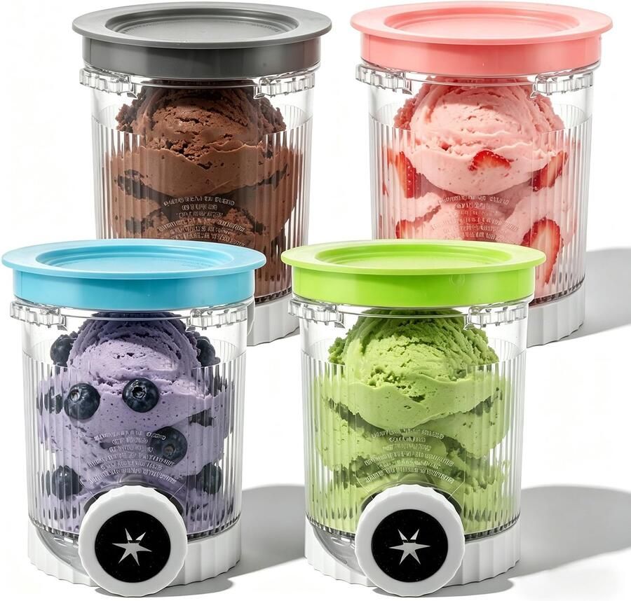 4 stuks 500 ml ijsmachine accessoires BPA-vrij en vaatwasmachinebestendig beker compatibel met container Creami-accessoires voor ijsmachine NC700 701