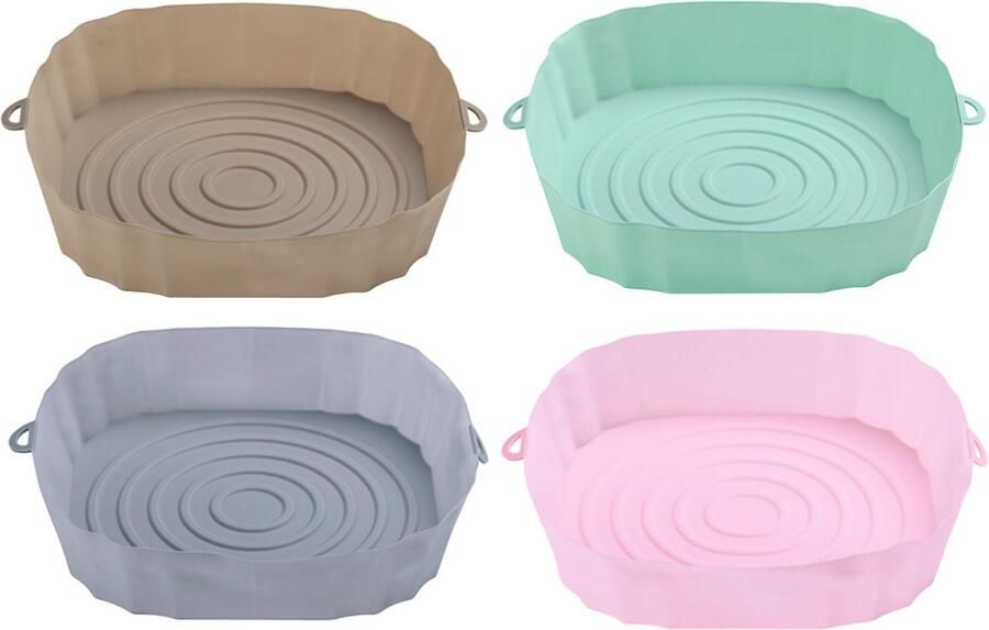 4 Stuks Air Fryer Bakje Air Fryer Siliconen Bakvormen – Air Fryer Accessoires – ⌀ 21cm – Ronde Herbruikbare Air Fryer Liners – Antiaanbak – Hittebestendig