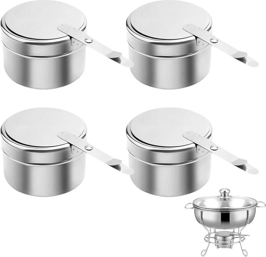 4 Stuks Brandpastahouders RVS voor Fondue en Buffetverwarming