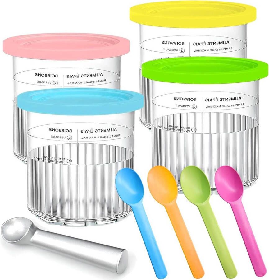 4 stuks Creami containers voor de Ninja Creami ijsmachine accessoires voor NC500 NC501 BPA-vrij