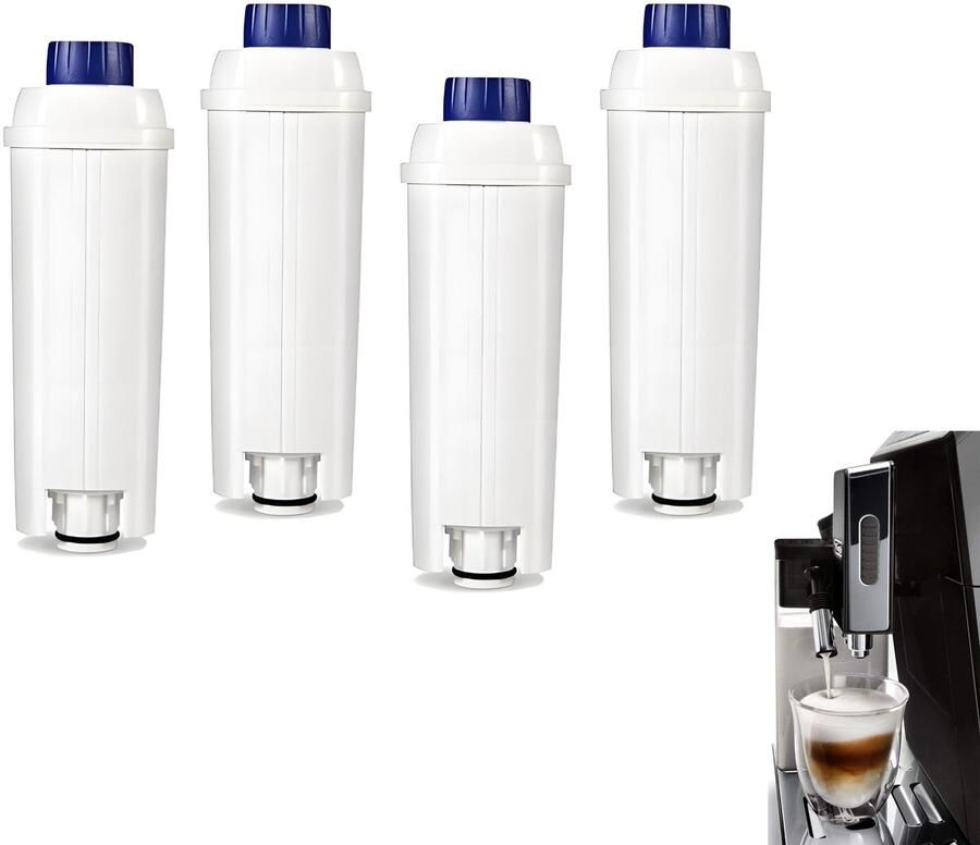 4-stuks Filterpatroon voor koffiemachine Ontkalkingsmiddel Verbetert de koffiesmaak Geschikt voor Delonghi filterpatronen voor koffiemachines DLSC002 Esam Etam EC680 en Bco410 420 Ec680 800 etc. Wit blauw