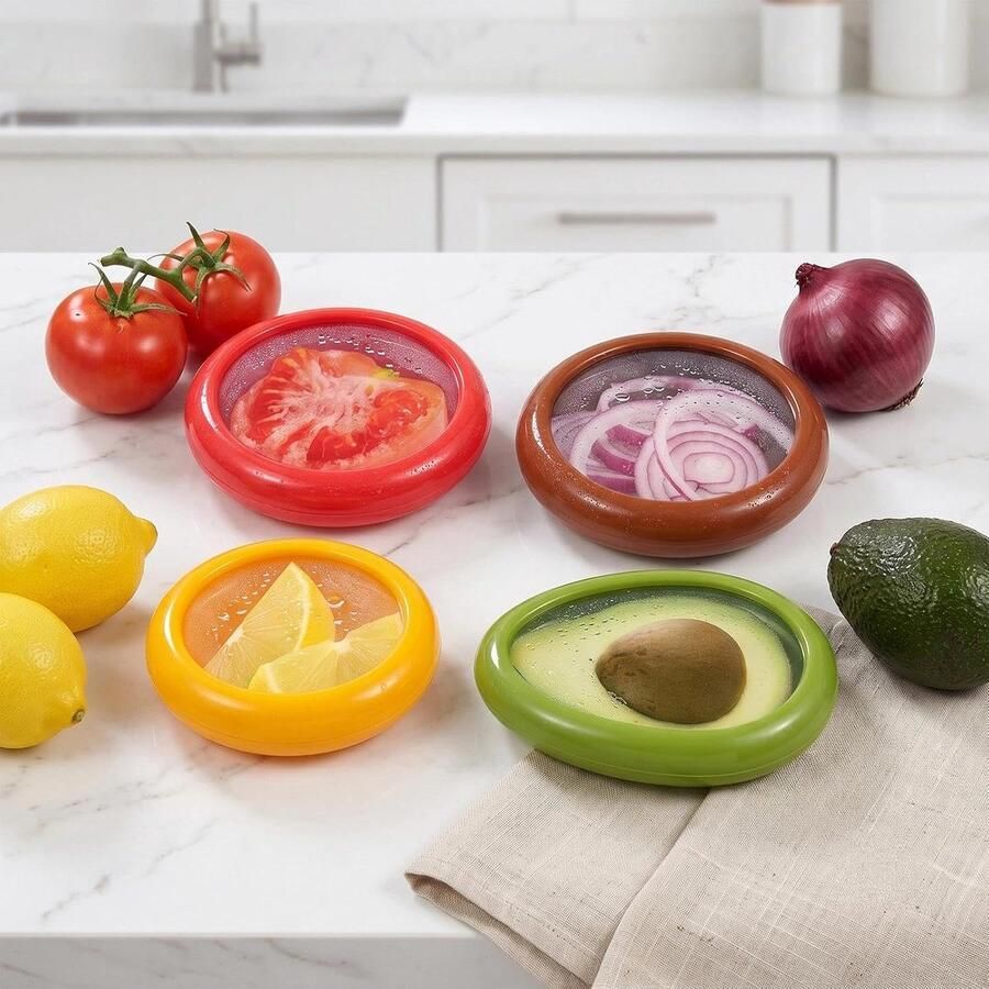 4 Stuks Fruit en Groentebesparers Herbruikbare Fruitopbergdoos ShopVlot