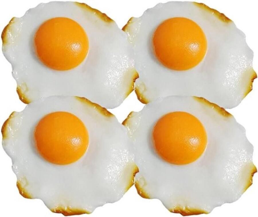 4 stuks gesimuleerde gepocheerde ei en spiegeleieren realistische kunstmatige gekookte eieren voor decoratie fotografie rekwisieten en spelletjes