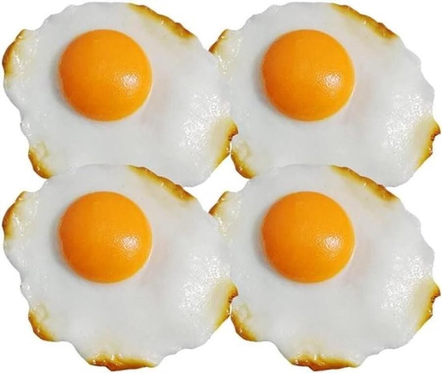 4 stuks gesimuleerde gepocheerde ei en spiegeleieren realistische kunstmatige gekookte eieren voor decoratie fotografie rekwisieten en spelletjes