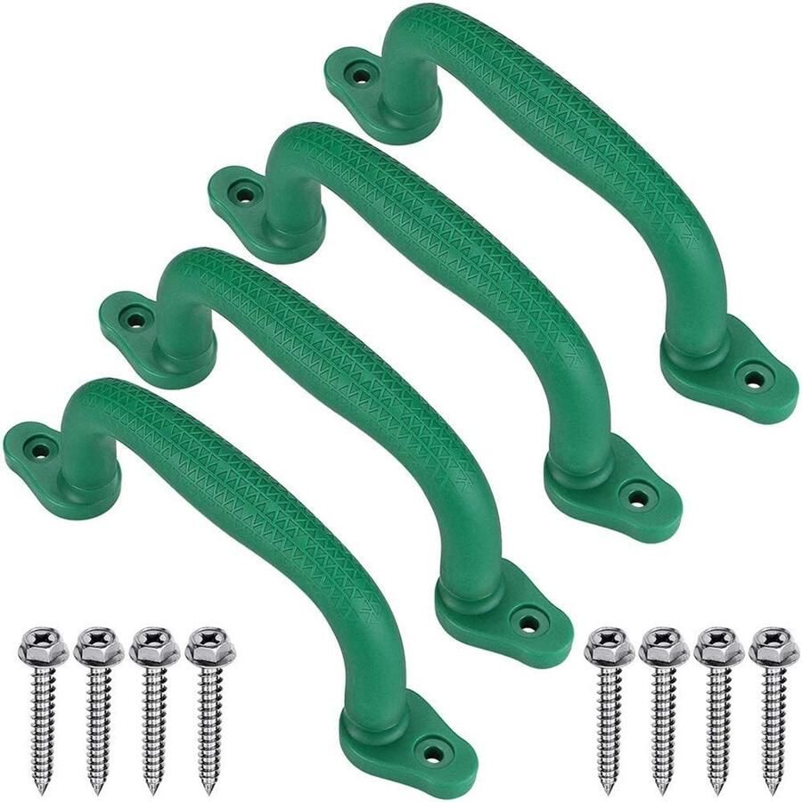 4 stuks Handgreep 18 cm robuuste veiligheidsgreep voor buiten binnen schommelklimframe speelhuis apenstangen en boomhuisaccessoires groen