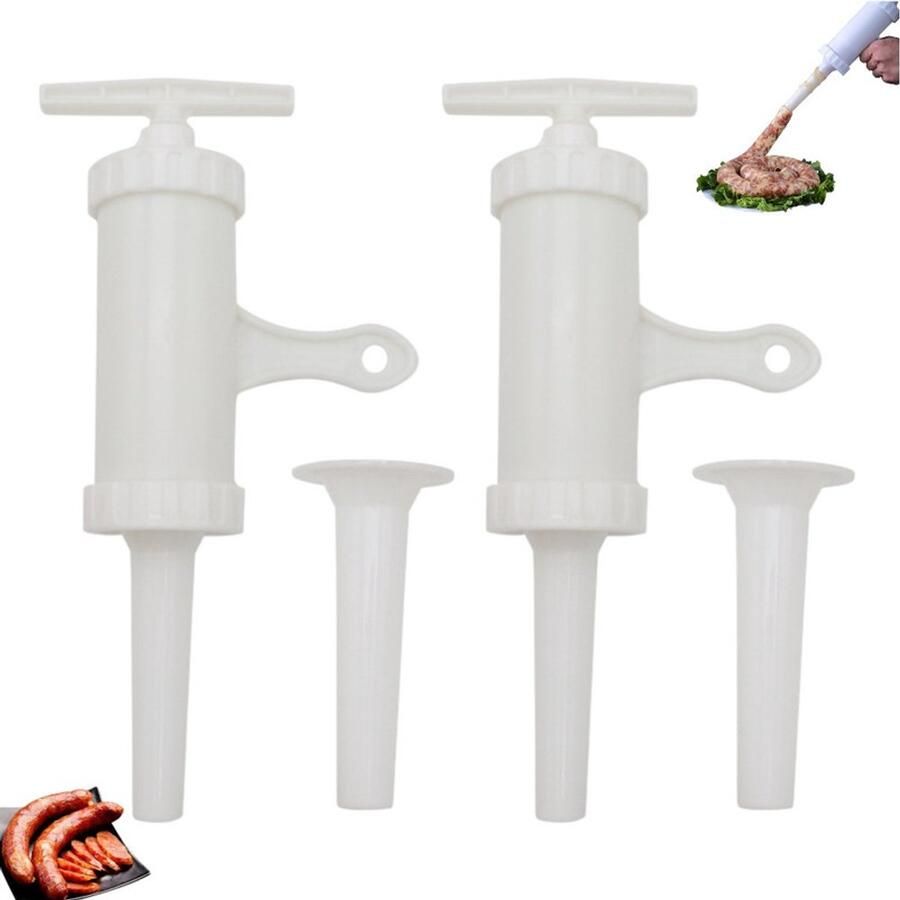 4 stuks Handmatige plastic worstvuller Wit Handmatige worstvuller Worstmachine Handmatige vleesvulmachine Handmatige worstvuller met pomp