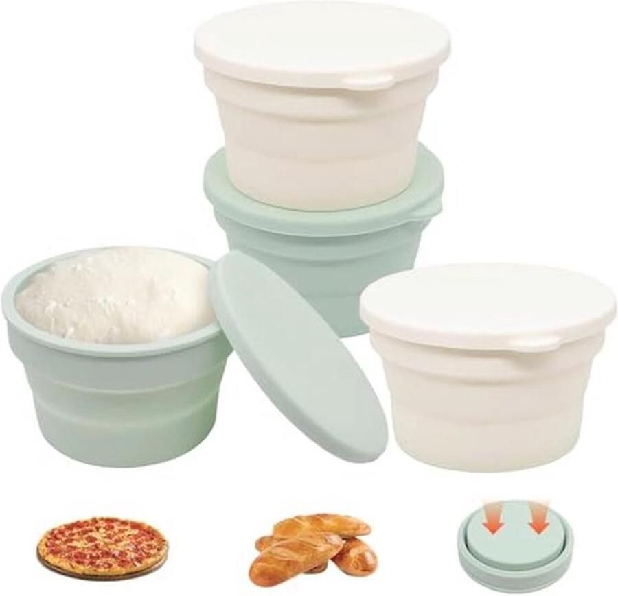 4-stuks herbruikbare pizzadeeg bakken met antiaanbaklaag Siliconen stapelbaar en opvouwbaar