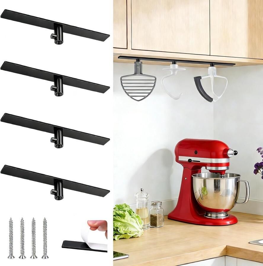 4 stuks houders voor Kitchenaid blender accessoires blender accessoires haak compatibel met keukenhulp mixer accessoires voor opslag organiseren van uw keukenhulpstukken zwart