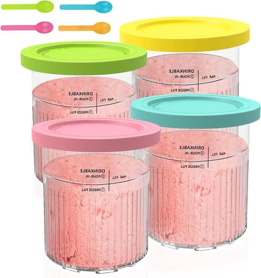 4 Stuks Ijsbakken voor IJs maken 680 ml Ijscontainers met Deksel