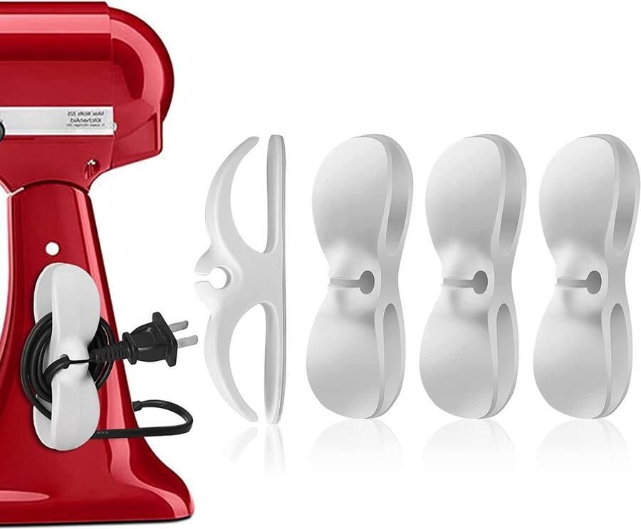 4 stuks kabelorganizer organisatie van elektrische draden zelfklevend keukenorganizer voor koffiezetapparaat huishoudelijke kabels (wit)