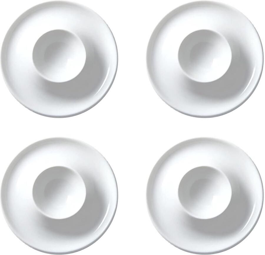 4 stuks keramische eierdopjes wit met legplank eierstandaard geschikt voor keuken eetkamer (Orbicular 9 x 9 x 2 5)
