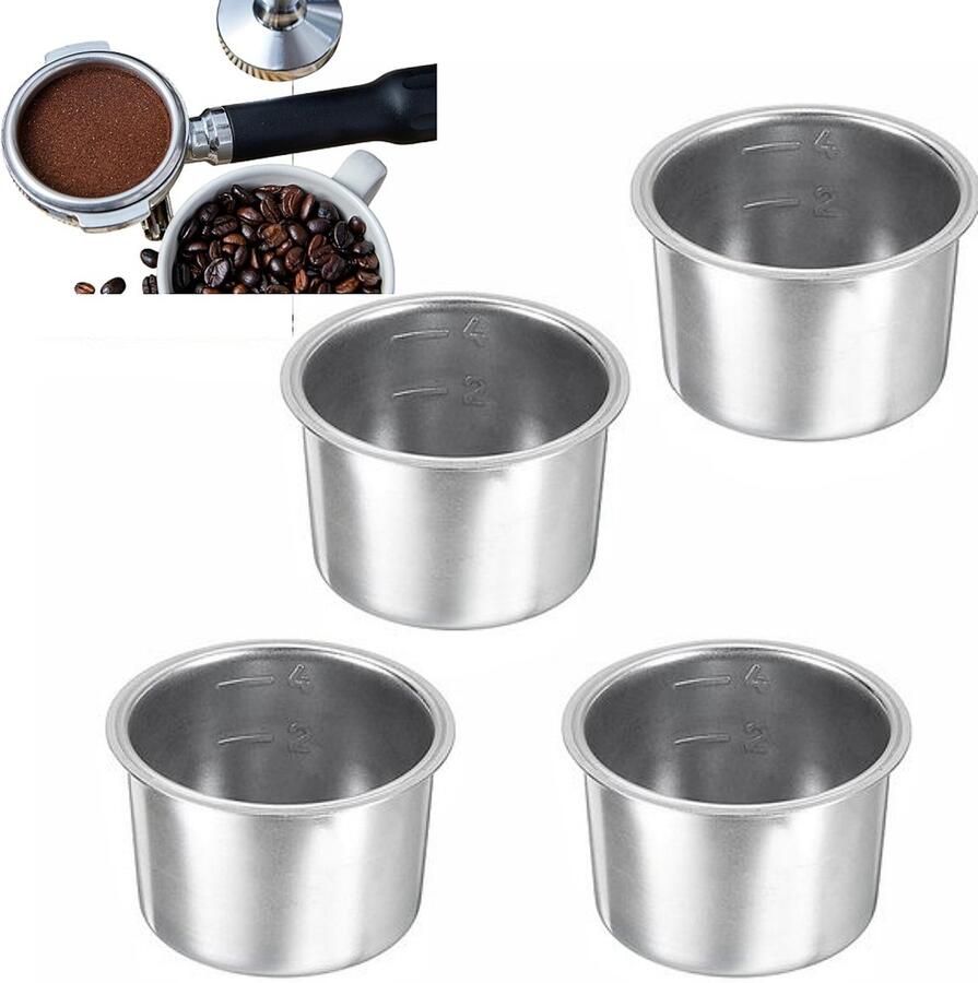 4 stuks Koffiefilter van roestvrij staal voor 51 mm drukbestendig ontwerp espressofiltermandje accessoire voor filterhouder voor koffiemachine 50*51*36 mm geschikt voor filterhouders voor koffiezetapparaten zilver