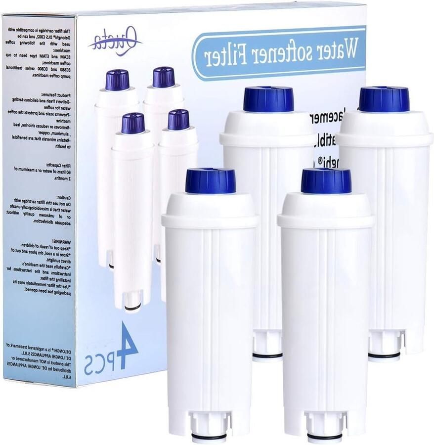 4 Stuks Koffiemachine Filters voor Delonghi DLSC002 Actieve Koolstof Waterfilter en Waterverzachter voor ECAM ESAM ETAM BCO Koffiemachines