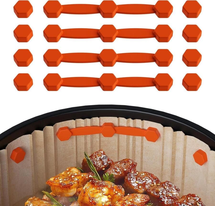 4 stuks magnetische siliconen lussen voor airfryer om perkamentpapier vast te houden wegwerpvoeringen veilig te vergrendelen en te voorkomen dat papier verbrandt