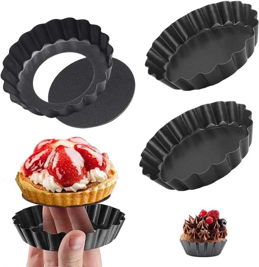 4 Stuks Mini Cake Dozen Losse Bodem Dozen voor Cheesecake Mini Taarten en Desserts Ideaal voor Bakken en Koken Perfect voor Quiches en Pizza's