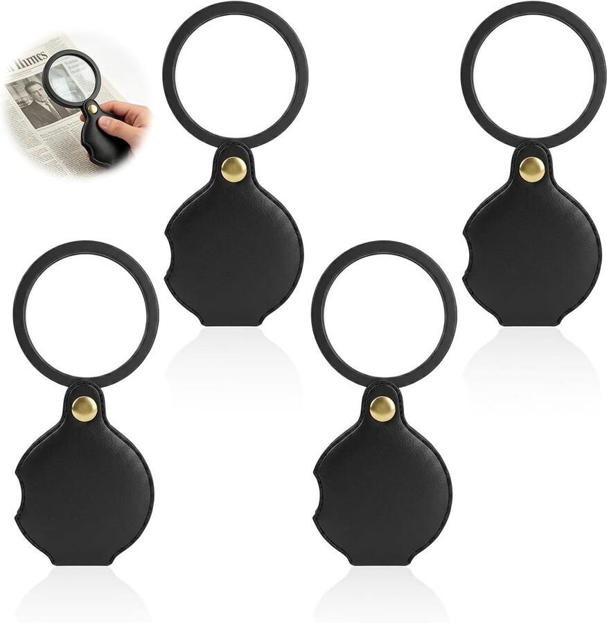 4 stuks opvouwbare zakloep 20 x draagbaar met glazen lens 70 mm leesloep voor tekst dagboek etiket compact draaibaar voor reizen en dagelijks gebruik