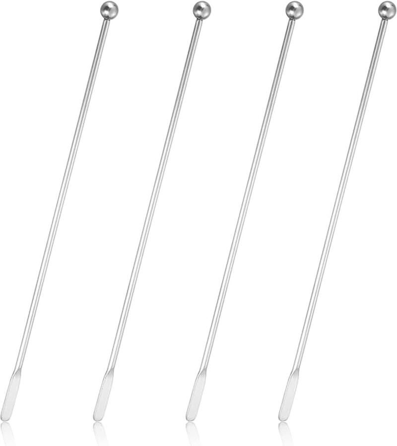 4 stuks roestvrijstalen roerstaafjes voor cocktaildrankjes 17 5 cm drankroerstaafjes metaal met kleine rechthoekige peddels herbruikbare roersticks voor koffiebar chocolademelk