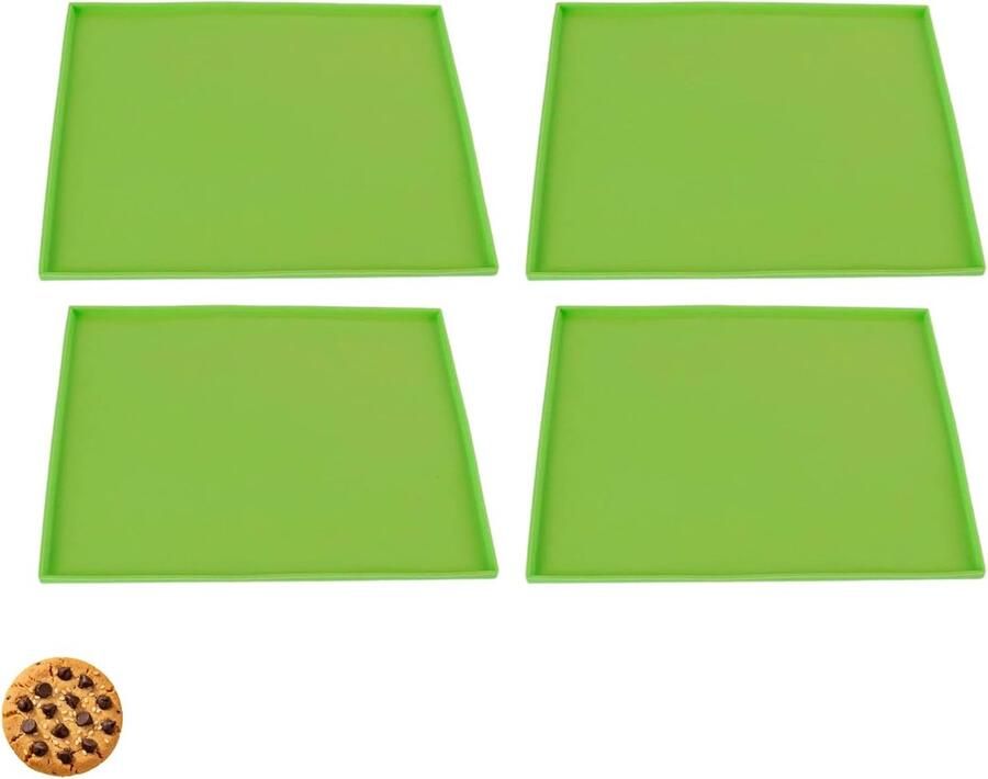4 stuks siliconen bakbakmatten droogmat van siliconen herbruikbare droogmatten voor vriezer (groen)