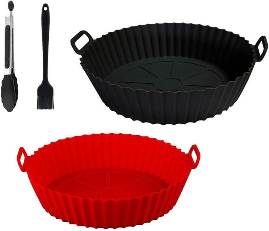 4 Stuks Siliconen Bakje Siliconen vormen voor heteluchtfriteuse Airfryer Accessoires BPA Vrij Herbruikbaar Bakpapier Alternatief Bakvorm Anti Aanbak Voor Airfryer Oven Magnetron Cakevorm Hittebestendig