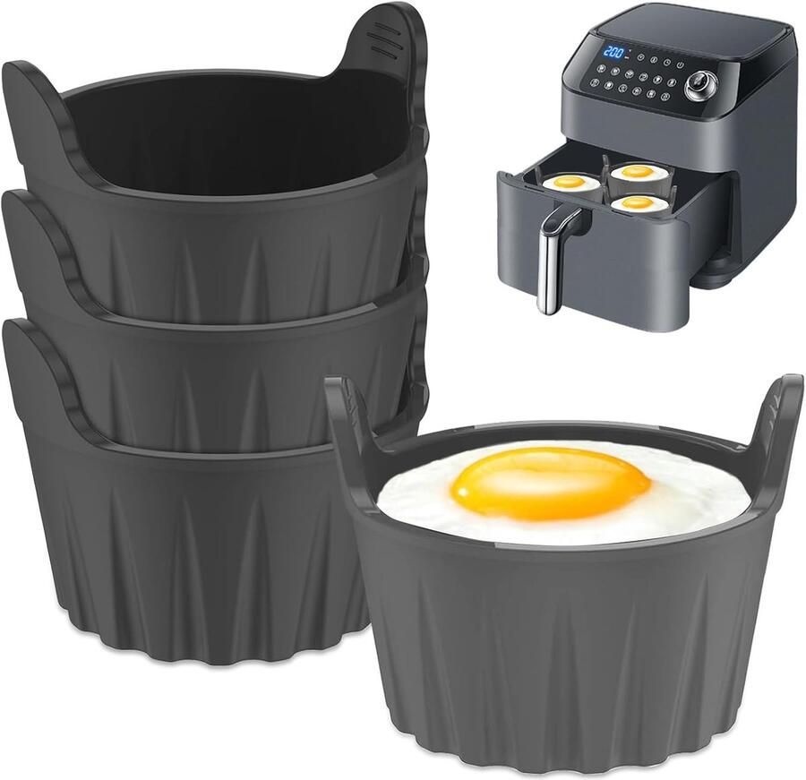 4 stuks siliconen vorm voor heteluchtfriteuse kleine anti-aanbaklaag herbruikbare siliconen vorm gemakkelijk los te maken bakvormen siliconen muffinvorm airfryer-eiervorm
