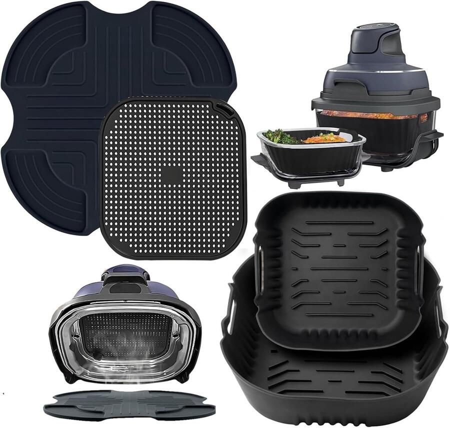 Accessoires voor Ninja CRISPi FN101EU 2 stuks siliconen vorm + spatbescherming + siliconen matten voor Ninja Crispi accessoires herbruikbare siliconen vorm Airfryer
