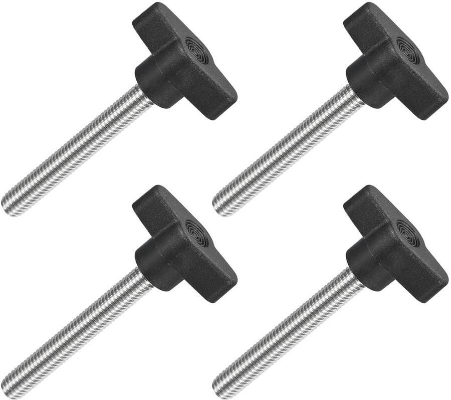 4 stuks T-vleugelgrepen met vlinder spanknop schroef M8 x 60 mm buitendraad schroeven roestvrij staal 304 handvat 36 mm diameter voor reservegreep zwart