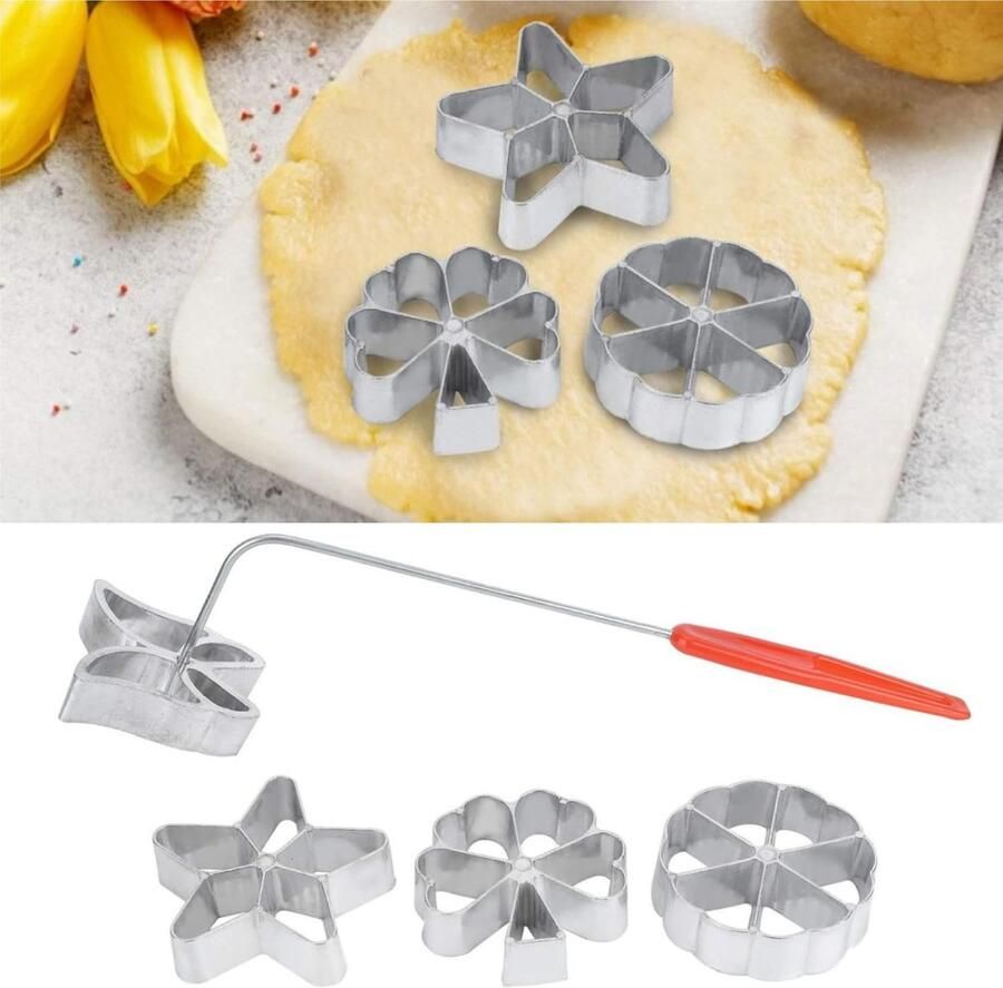 4 stuks traditionele deegvorm rozet ijzer duikvorm wafelvormpjes Hworost wafelijzer wafelbakkerij set van 4