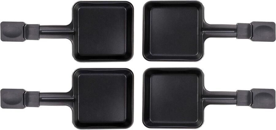 4 Stuks Universele Raclette Pannetjes 10x10 cm Extra Lange Handgreep