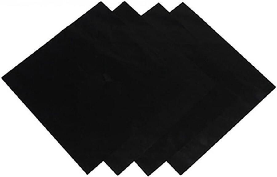 4 stuks vierkante folie gaskookplaat beschermer voering herbruikbare gemakkelijk schoon kookplaat beschermer folie gasfornuis brander cover mat pad (zwart)