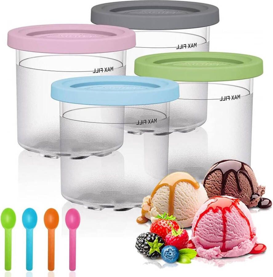 4 stuks Zelfgemaakte Reservecontainers Ijsbakjes Herbruikbare Ijshouder Ninja Creami NC301 NC300 NC299AMZ Serie BPA-vrij