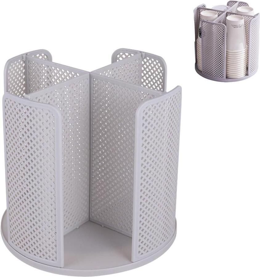 4-vaks draaibare bekerdispenser 360° roteerbaar geschikt voor 60-80 kopjes