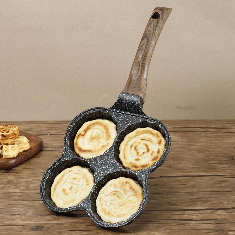 4-Vaks Koekenpan met Antiaanbaklaag voor Pannenkoeken en Eieren