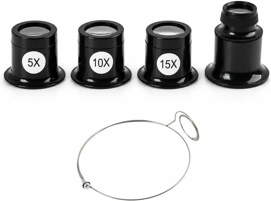 4 x professionele horlogemakersloep monoculaire vergrotingsloep 5 x 10 x 15 x 20 x met houder draagbare juweliersloep handloep voor de reparatie van horloges inspectie van sieraden en werk