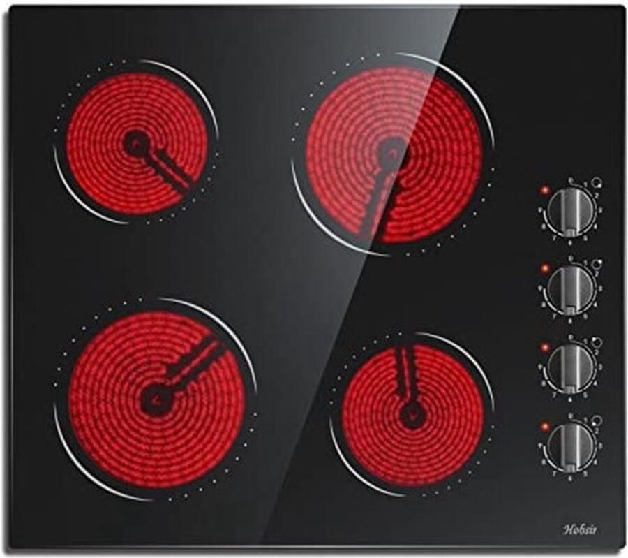 4 zones Glaskeramische kookplaat 60 cm met 9 vermogensniveaus Autark Zwart
