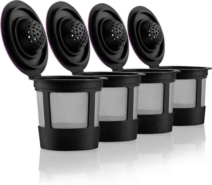 4 zwarte herbruikbare K-Cups Geschikt voor Keurig koffiezetapparaten koffiefilters compatibel met 1.0 en 2.0 Keurig koffiezetapparaten