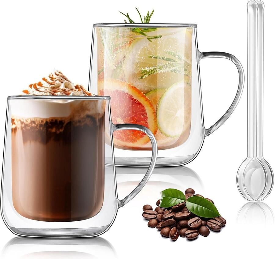 400 ml doorzichtige dubbelwandige glazen koffie latte cappuccino macchiato theemokken geïsoleerde thermische glazen voor warme en koude dranken 2 lagen drinkbekers voor glühwein bier