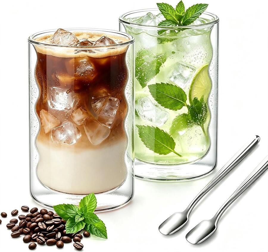 400 ml latte macchiato glazen set met 2 dubbelwandig thermoglas koffie
