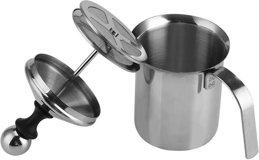 400 ml RVS melkopschuimer Dubbele draad handmatige melkopschuimer Handmatige melkopschuimer voor perfect melkschuim 9.5*17cm
