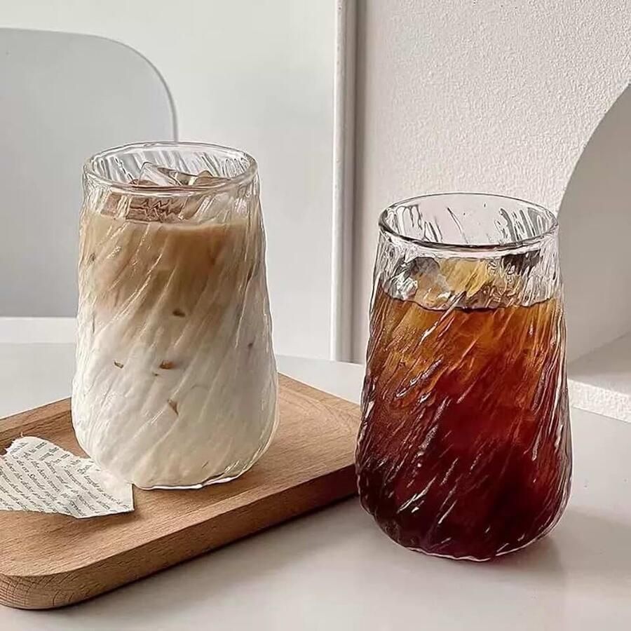 400 ml set van 2 Crystal Latte Macchiato & Cappuccino glazen transparant ijs dessertkopjes herbruikbaar cocktailparty thuis warme en koude dranken