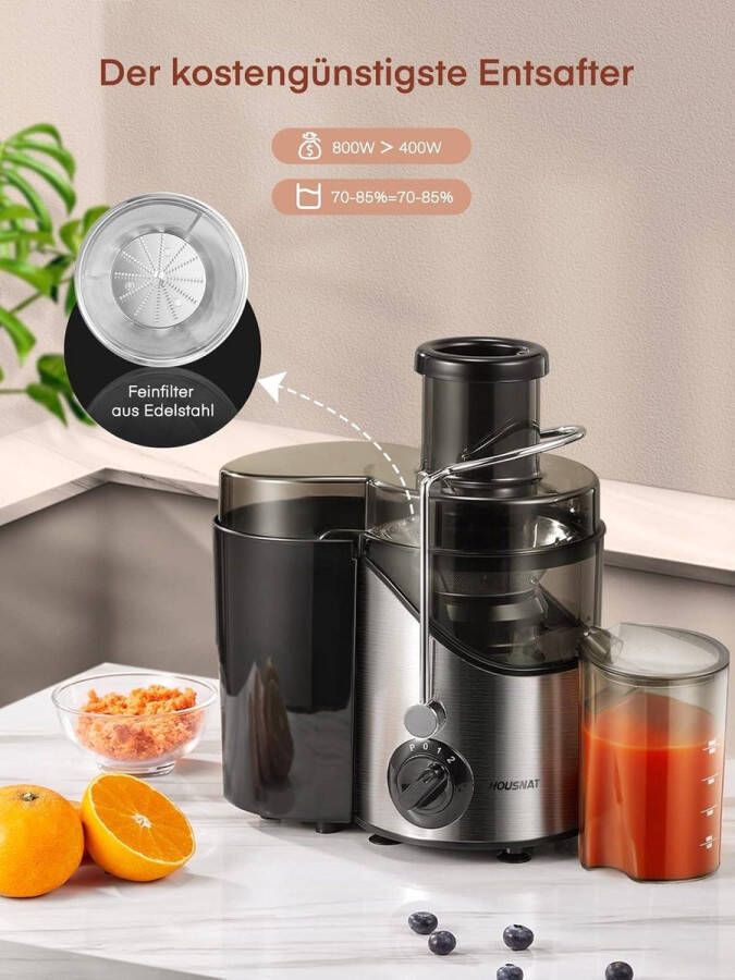 400 W centrifugaalsapcentrifuge 3 snelheden 65 mm vulopening vitaminerijke fruit- en groentesappen oververhittingsbeveiliging inclusief opvangbak sapcentrifuge groenten en fruit