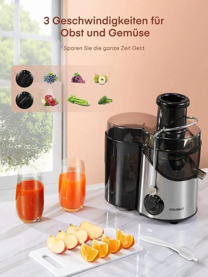 400 W centrifugaalsapcentrifuge 3 snelheden 65 mm vulopening vitaminerijke fruit- en groentesappen oververhittingsbeveiliging inclusief opvangbak sapcentrifuge groenten en fruit - Foto 2